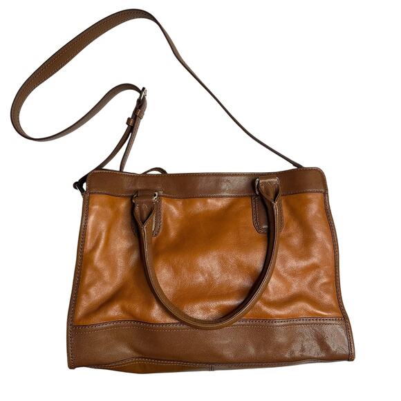 Cole Haan Brown Leather Vintage Valise Novelty Kendra Tote Bag w/ Shoulder Strap - Picture 4 of 8
